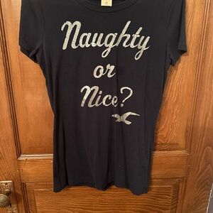 Hollister Navy Tee with Silver writing